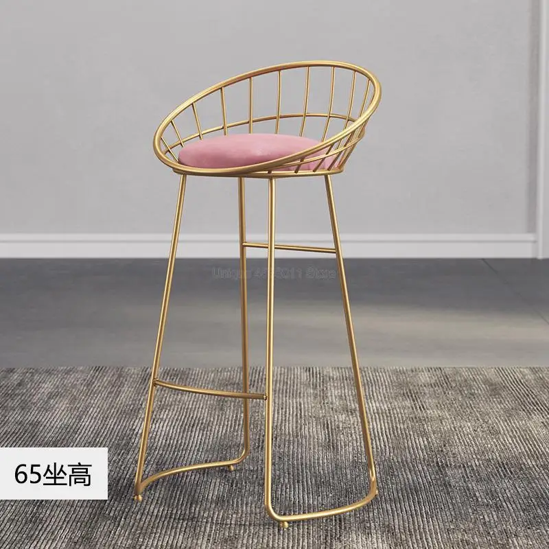 Барный стул, современные ровные цилиндры, стул для отдыха, задний стул, домашний высокий барный стул, табурет для ногтей - Цвет: 65cm