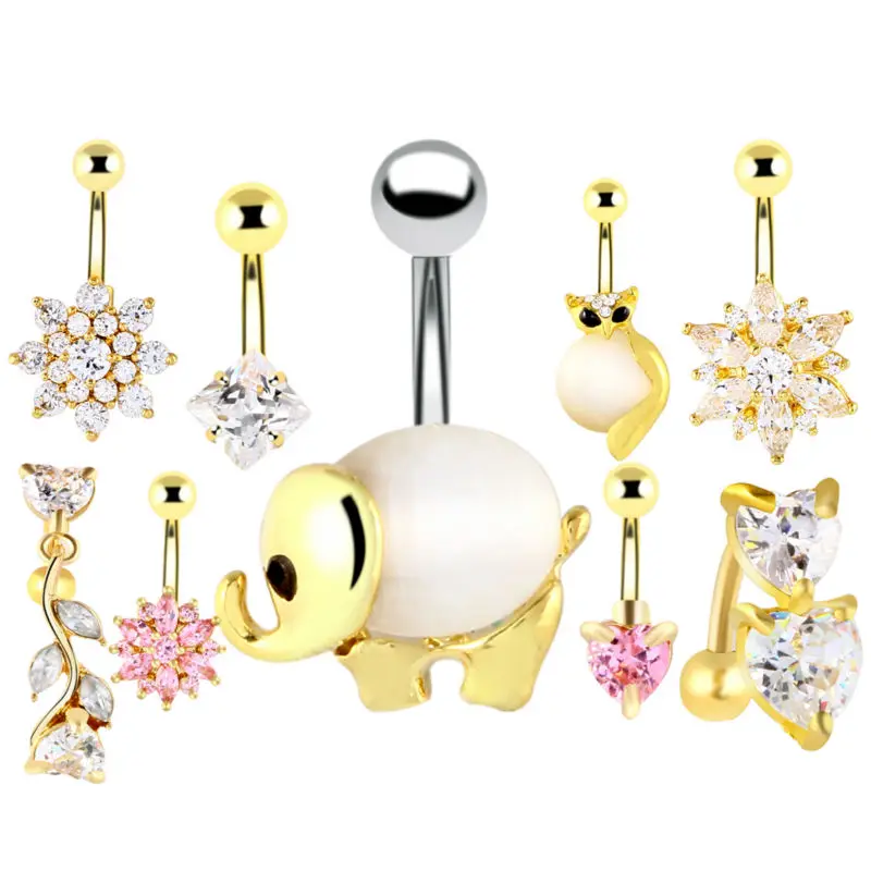 1PC Gold Navel Piercing Belly Button Rings Piercing Nombril Surgical