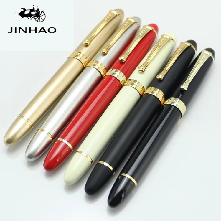 JINHAOX450LuxuryFountainPenBlackwithGolden18kgpBroadNib22