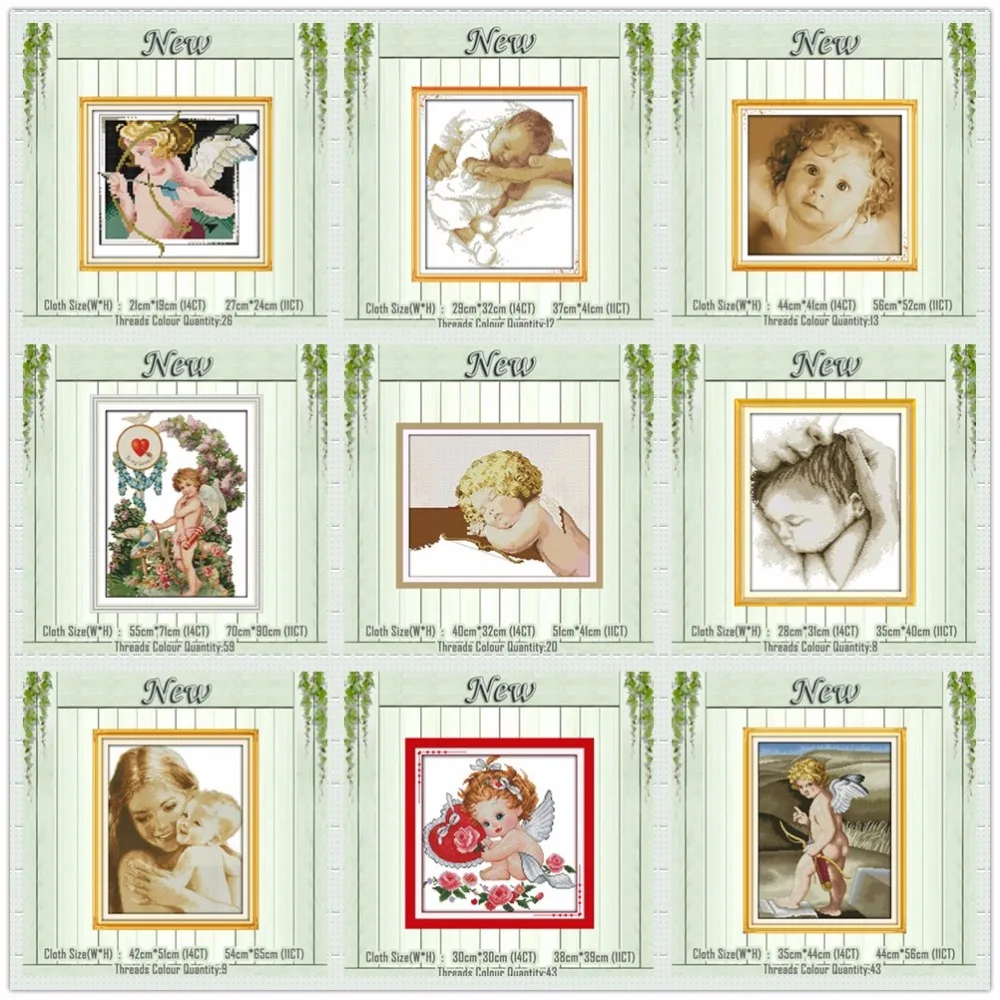 

Cupid cherub and dove angel painting counted printed on the canvas DMC 11CT 14CT kits DIY Cross Stitch embroidery needlework Set