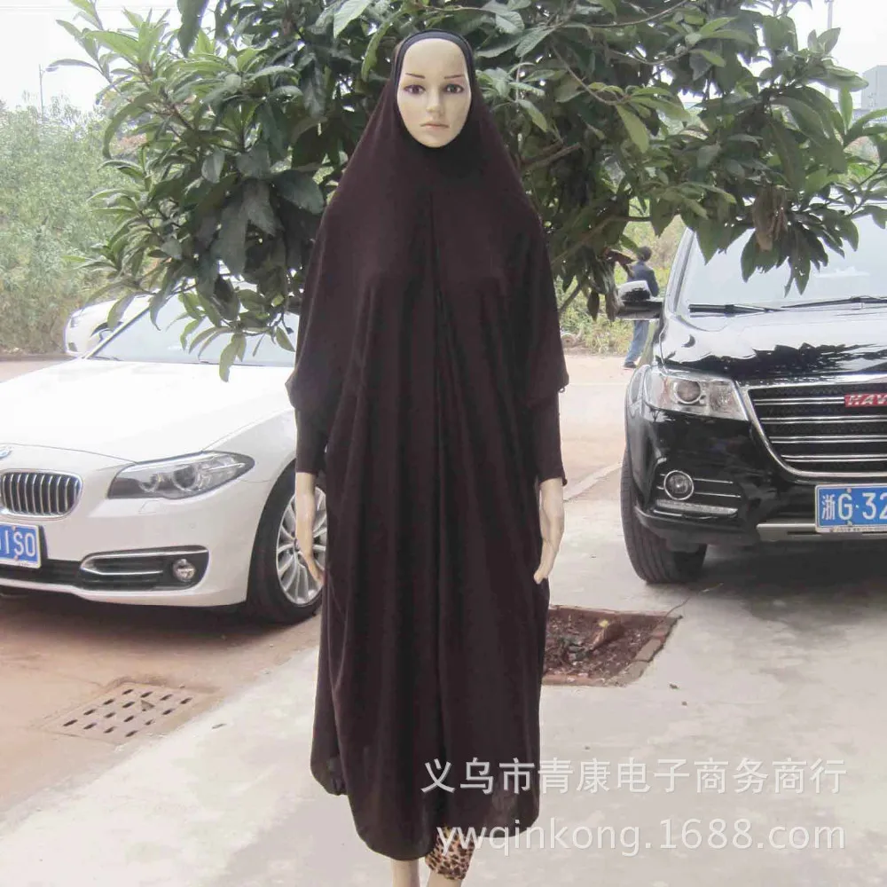 Для женщин мусульманин черный рукав "летучая мышь" джилбаба и Абаи Robe Исламская одежда Молитва Большие размеры химар хиджаб шарф 122801