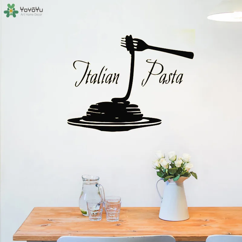

YOYOYU Wall Decal Italy Pasta Logo Wall Sticker Kitchen Window Decals Removable Food Pattern Interior Art Home Decor DesignCY431