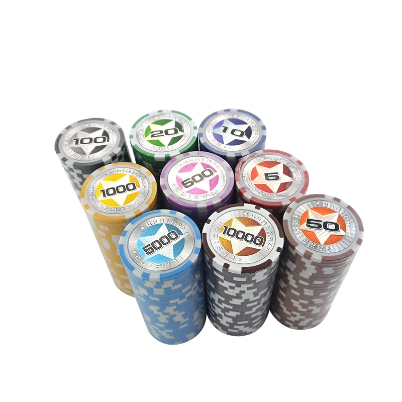 Easytoday 25Pcs/set Plastic Poker Chips Set Clay Baccarat High Texas Hold'em Standard Entertainment Games Poker Chips 