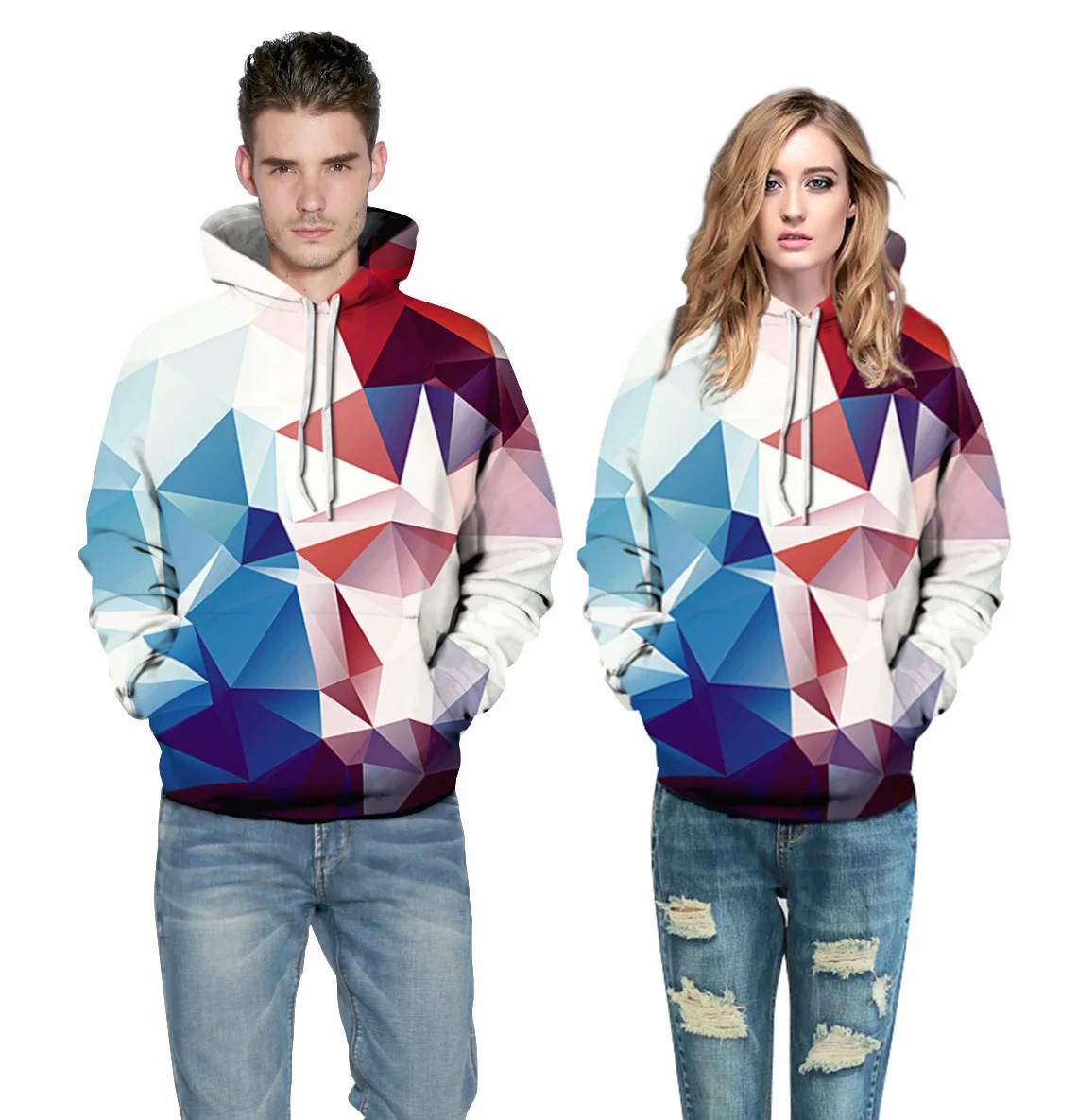 

Mr.nut trend fashion geometric pattern digital printing couple baseball uniform sports loose hoodies