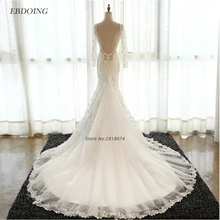 Настоящее фото халат De Mariage свадебное платье-Русалка v-образный вырез на заказ качество свадебные платья Vestidos De Novia