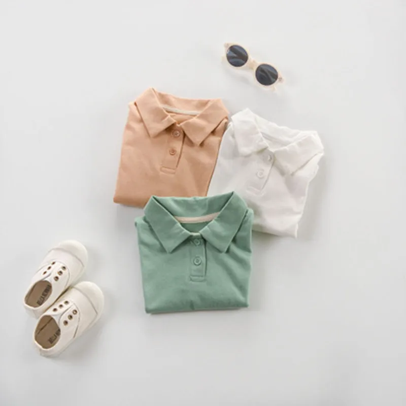 

2019 New Boys Shirt Summer Turn-down Collar Children's Shirt Baby Shirt Kid Clothes Solid Cotton Short Sleeve Casual T-Shirt