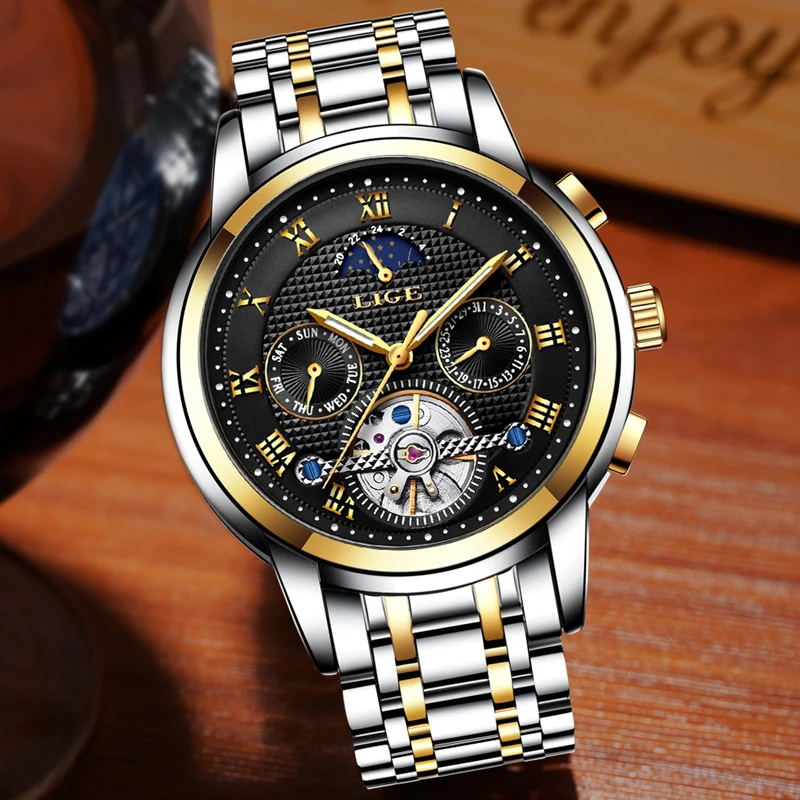 LIGE Mens Watches Top Brand Luxury Automatic Mechanical Watch Men Full Steel Business Waterproof Sport Watches Relogio Masculino LIGE Mens Watches Top Brand Luxury Automatic Mechanical Watch Men Full Steel Business Waterproof Sport Watches Relogio Masculino
