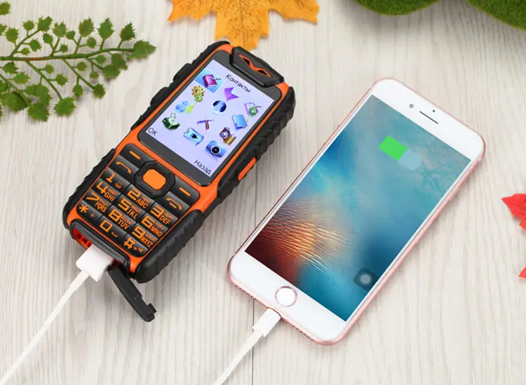Rubber Dual Sim Torch Big Key Car Driving Recorder Power Bank Long Standby Outdoor Shockproof Rugged Mobile Phone M6