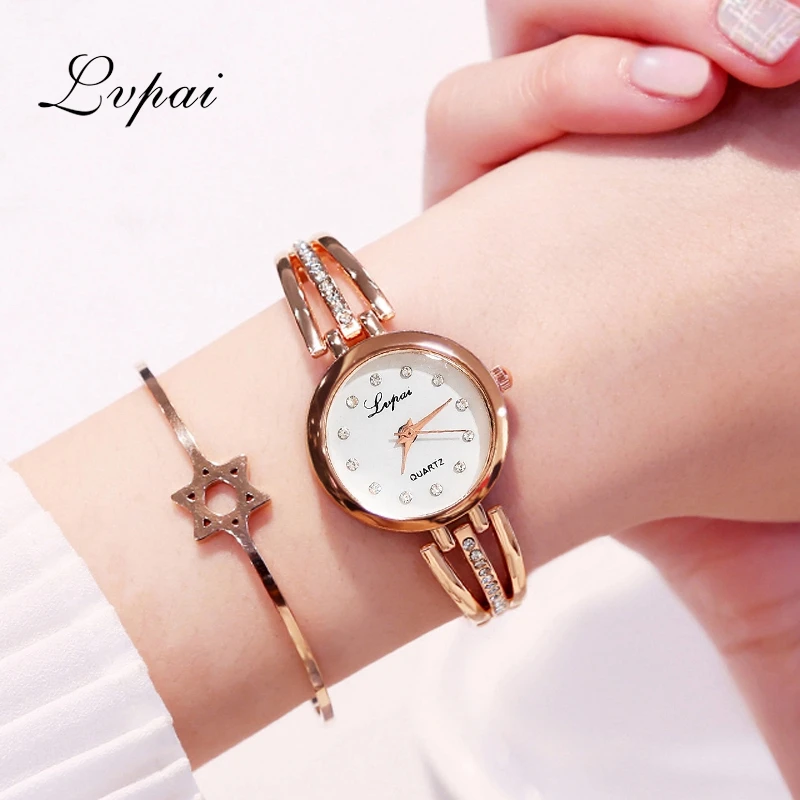 

Lvpai Brand New Fashion Women Rose Gold Mesh Belt Watches Ladies Luxury Rhinestone Quartz Watch Relogio Feminino Drop Shipping