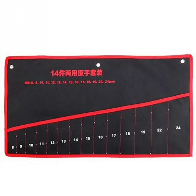 8/12/14 Pockets Canvas Spanner Wrench Tool Roll Up Storage Bags Organizer Pouches Case With Hanging Holes Tool Bag