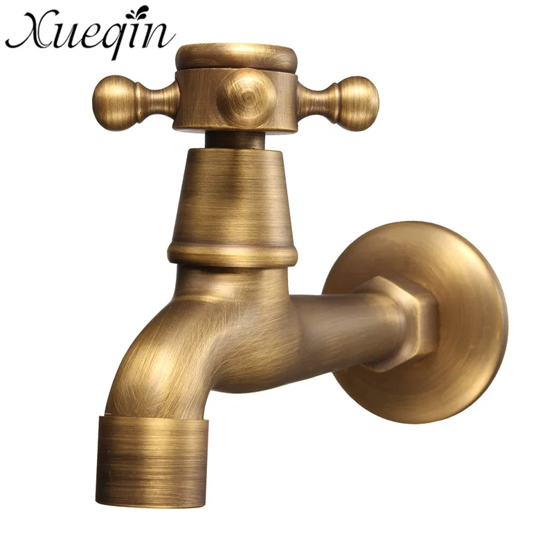Antique Vintage Brass Wall Mounted Swivel Knob Water Faucet Taps Garden