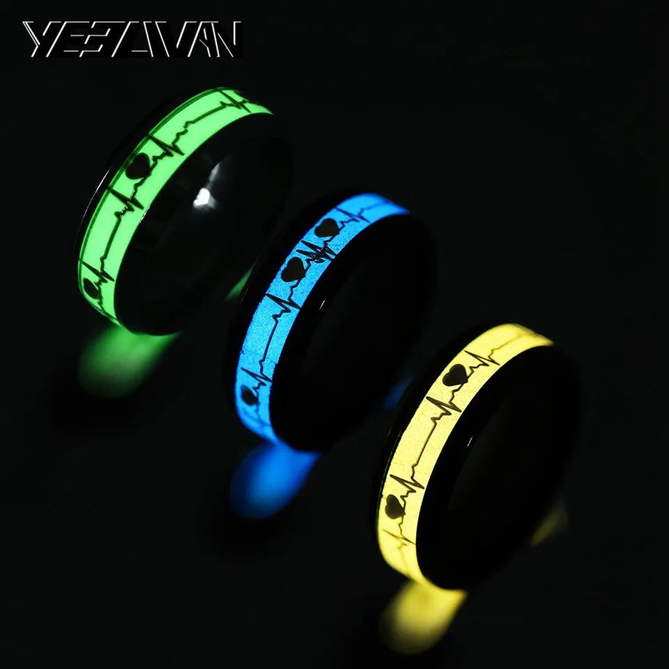 Blue-Luminous-Heart-Electrocardiogram-Rings-Stainless-Steel-Glow-in-the-Dark-Wave-Love-Ring-Female-Male