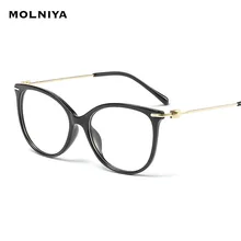 Сплав круглый для женщин очки с прозрачными защитными стеклами зрелище рамки модные женские Защита от солнца Очки Оптический рецепт очки