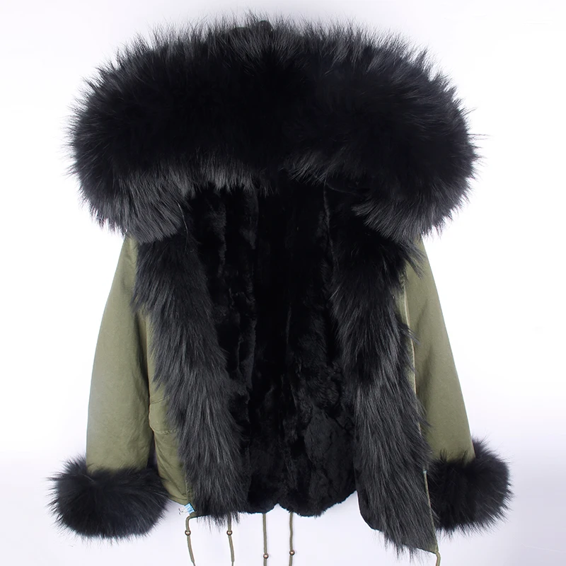Женская зимняя высокая мода большой натуральный мех енота с капюшоном манжеты толстые теплые пальто куртки женские натуральный кролик лайнер парки верхняя одежда - Цвет: C13