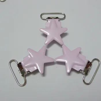

25pcs 1'' 25mm #MD23 Baby Pink Enamel Star Shape Suspender Clips