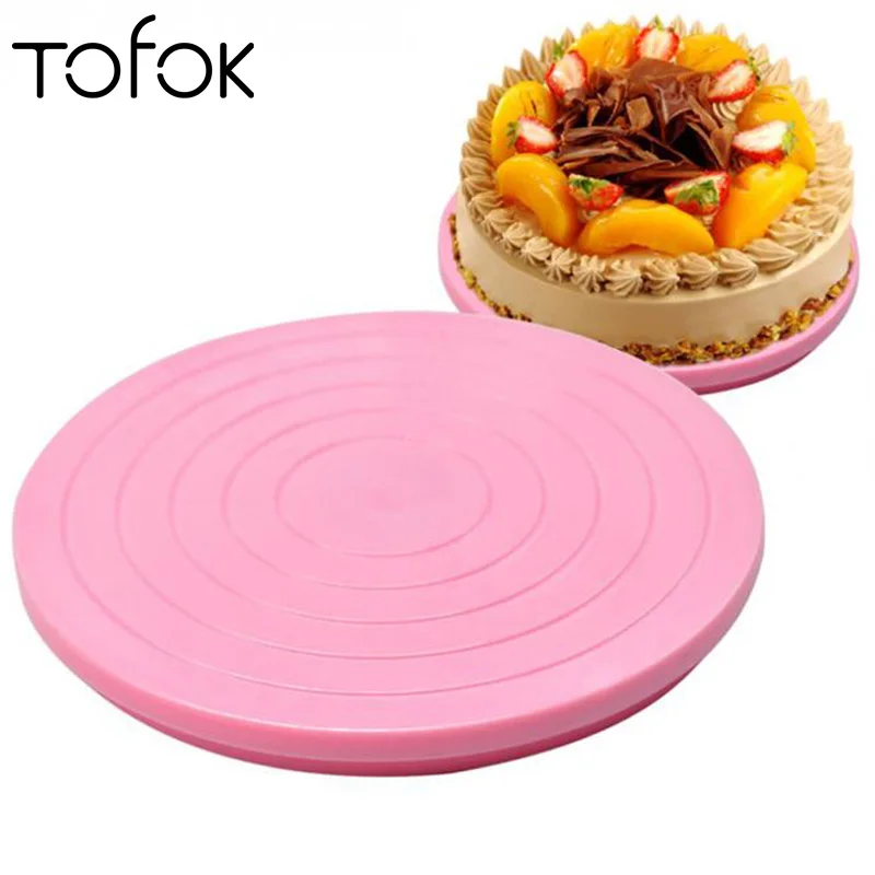 

Tofok Plastic Cake Base Turntable Platform AntiSkid Round Rotating Cake Stand Cupcake Swivel Plate Fondant Revolving Baking Tool