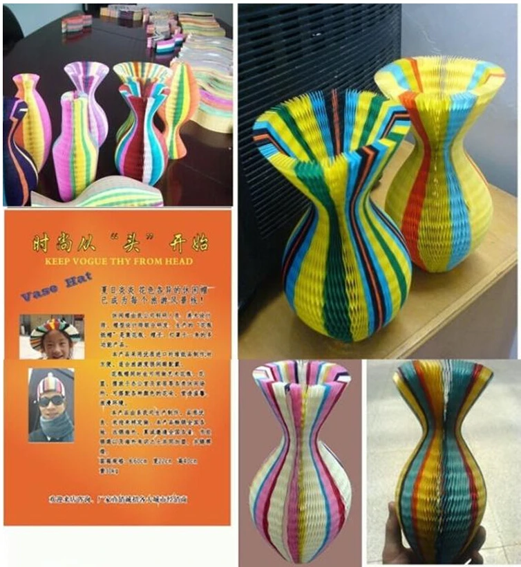 Новинка года Новинка DIY бумаги шляпа солнца ваза для цветов стиль шапки смешанные цвета 20 шт./лот