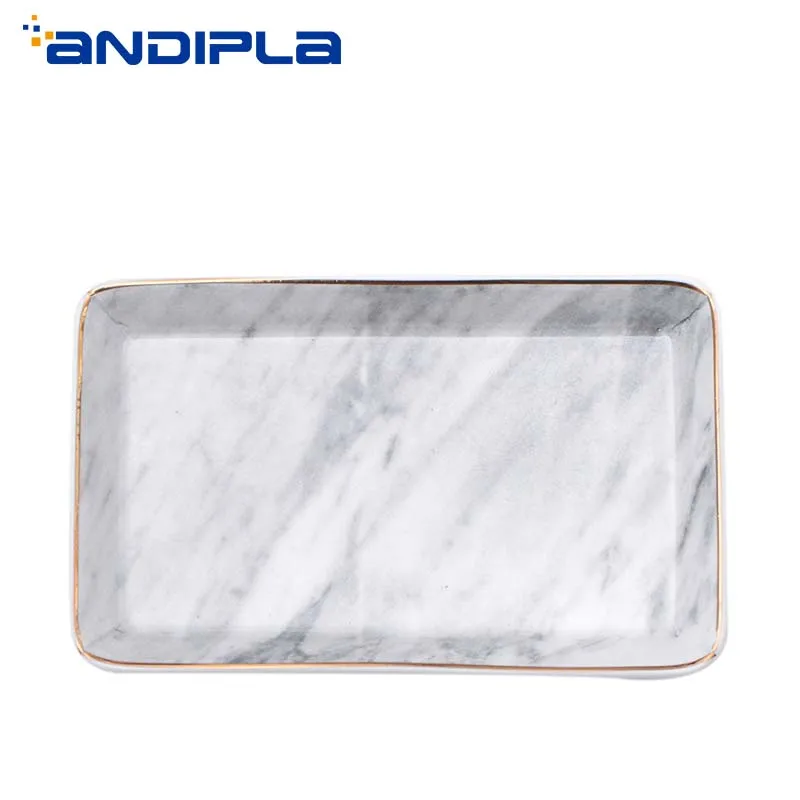 

Marble Texture Ceramic Tray Jewelry Cosmetic Display Dish Coffee Table Desktop Storage Plate Fruit Tray Wedding Party Home Decor