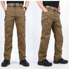 Мужские брюки, одноцветные, тактические, водонепроницаемые, много карманов, длинные штаны, EDF88