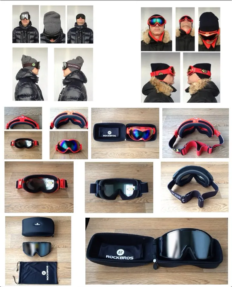 ROCKBROS лыжные очки двухслойные противотуманные лыжные очки UV400 сноуборд очки PC объектив большая маска лыжные мужские женские очки дети