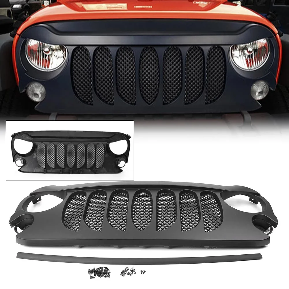 Передняя верхняя с капюшоном, сетка решетка гриль для Jeep Wrangler JK 2007 2008 2009 2010 2011 2012 2013 W/сетчатыми вставками