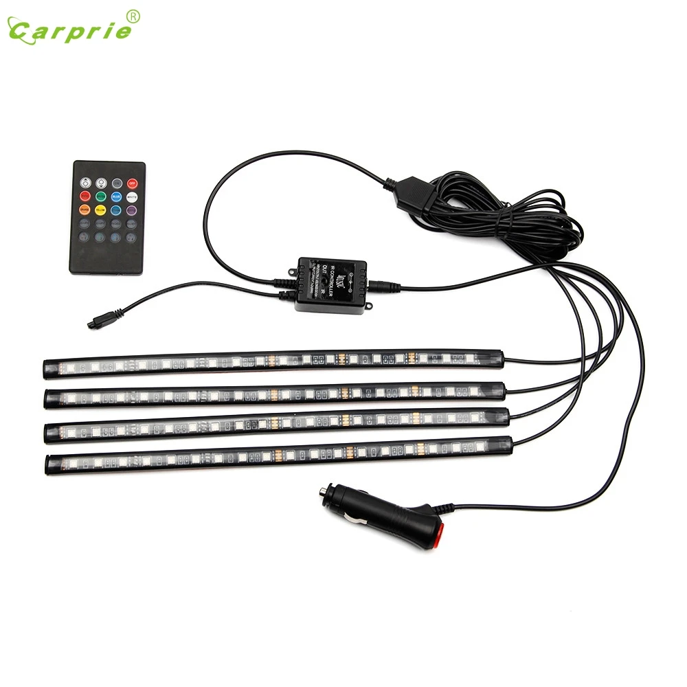 

CARPRIE Newest Car Car Charge Interior RGB Light Accessories Foot Car Decorative LED Light Remote Fog Driving Bulbs  Car Light