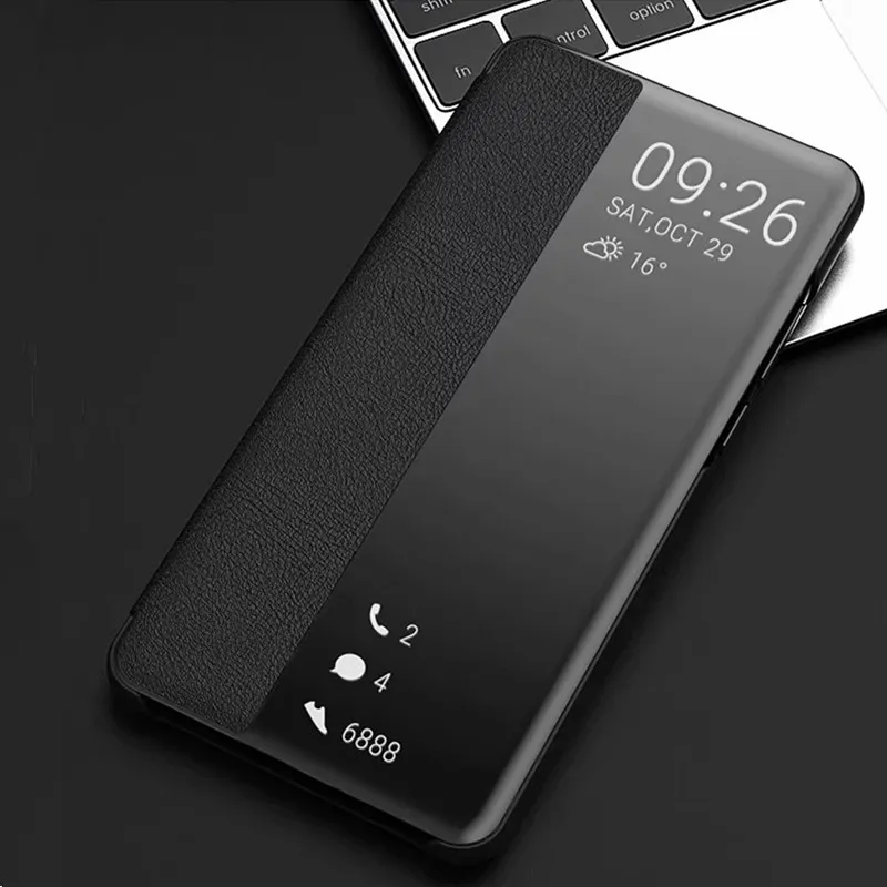 

For Huawei P30 Case PU Leather Flip Smart Touch View Window Cover For Huawei P30 Pro P20 Pro Phone Bags Case Coque Fundas