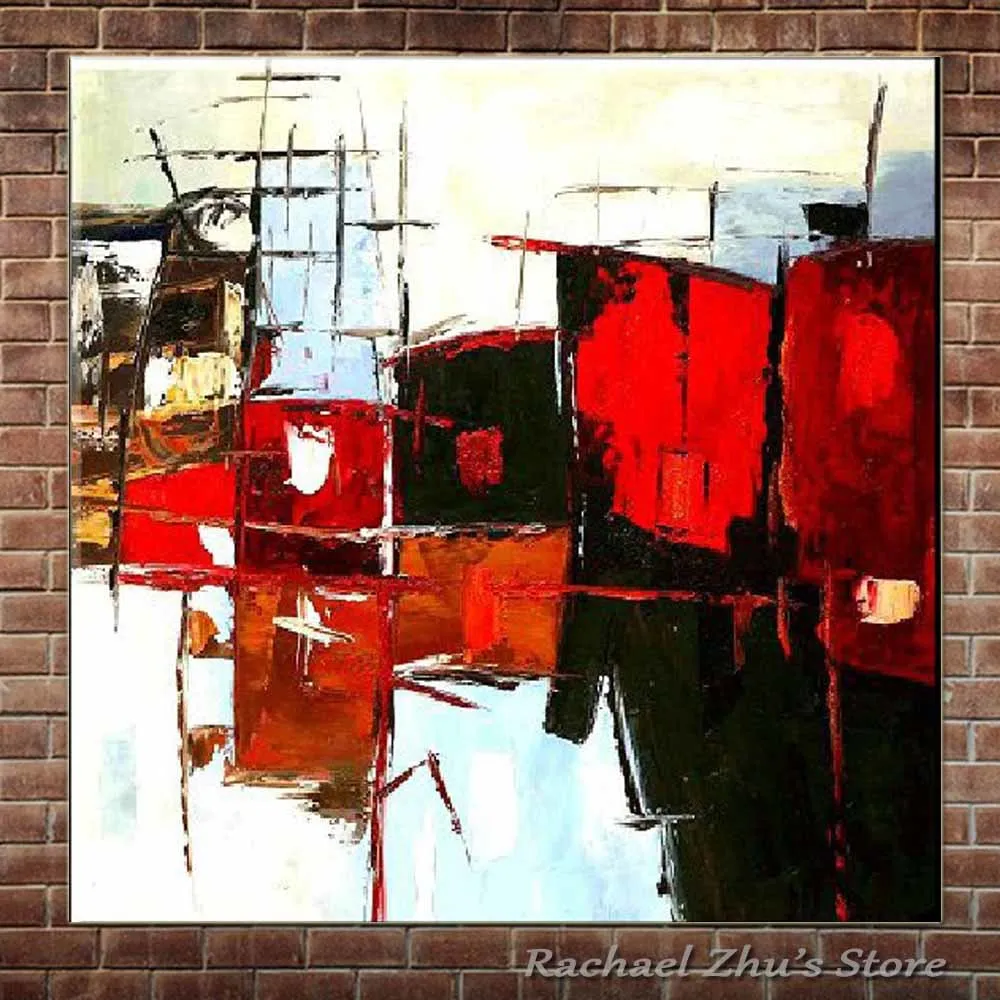 

Hand Painted Abstract Thick Texture Oil Paintings On Canvas Abstract Red Wall Picture For Living Room Bedroom Home Wall Decor