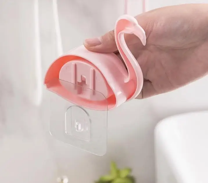 1 шт. мультяшная присоска держатель для зубных щеток Фламинго присоска 2 положения крючки для зубных щеток аксессуары для ванной комнаты настенный держатель