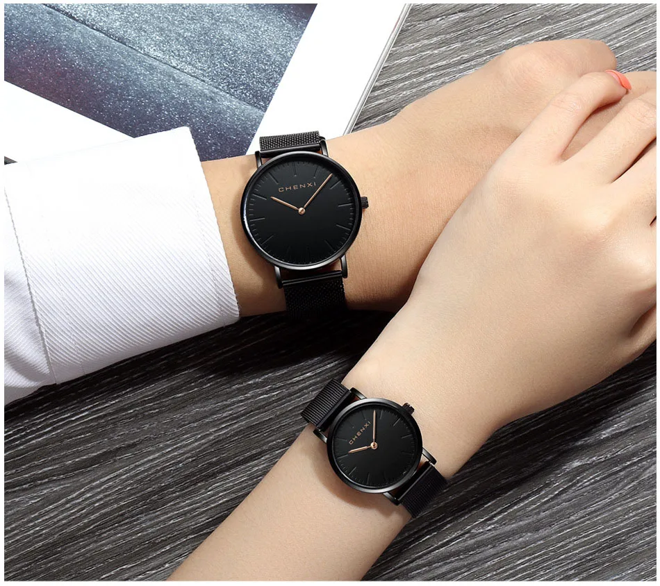 Модные минималистичные женские мужские часы для влюбленных, водонепроницаемые часы из розового золота, пара наручных часов, простые повседневные нарядные часы, подарочные часы