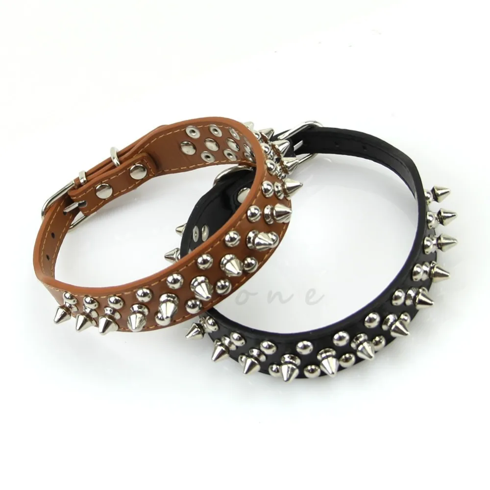 Adjustable PU Leather Rivet Spiked Studded Pet Puppy Dog Collar Neck Strap-Y103