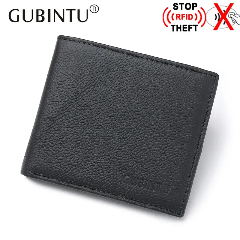 

RFID Blocking Genuine Leather Wallet Famous Brand Stop RFID Men Wallets RFID Protection Purse Male Carteras with Card Holder