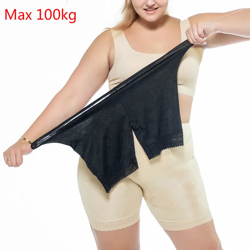 

MAX 100kg Womens Plus Size Ice Silk Lace Safety Pants Anti Chafing Underwear Skirt Boy Shorts for Women Summer Knickers Briefs