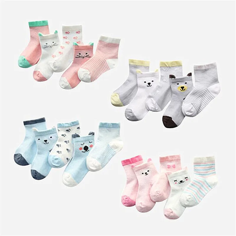 

5Pairs/Lot Cartoon Baby Socks Summer Children Sock Breathable Cotton Kid Socks For Boys Girls Thin Socks