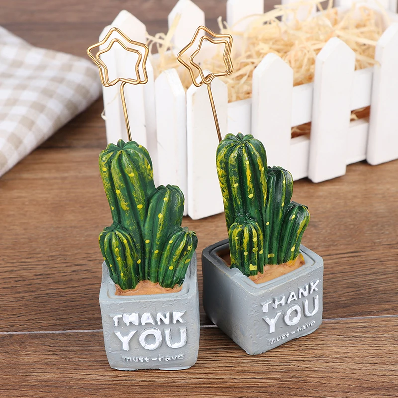 Cute card note holder cactus resin plant decoration card holder office supplies