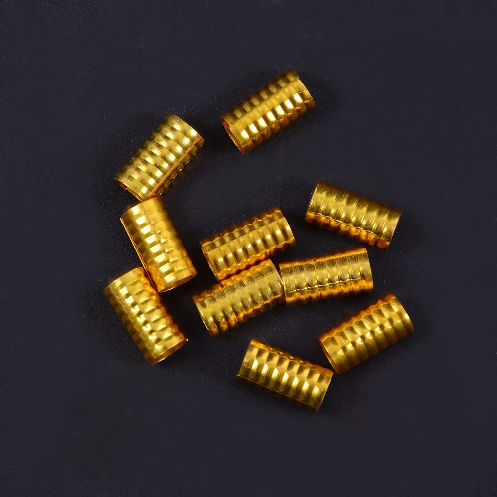 100pcs 15mm*8mmGold Dreadlock Beads Spring Shape Adjustable Hair Braid Cuff Clip 8mm Hole Aluminium Alloy Tube Lock Styling Tool