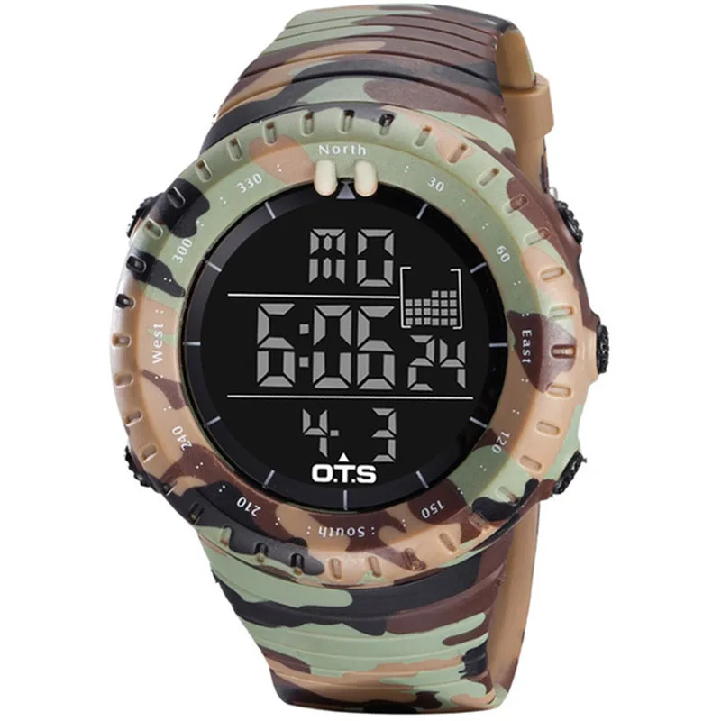 OTS Led водонепроницаемые спортивные часы модные повседневные спортивные наручные часы для дайвинга военные электронные цифровые армейские мужские часы