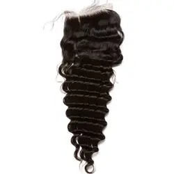 Глубокая волна человеческие синтетические волосы 5x5 кружева закрытие бесплатная часть натуральный цвет 10 "-22" бразильский Remy бесплатная