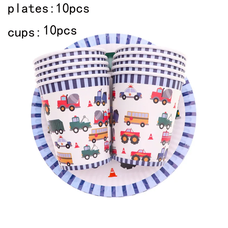 Мультфильм автомобили Грузовики детский душ с днем рождения принадлежности декоративные тарелки одноразовая посуда Свадебные украшения