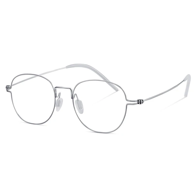 2021 Handmade Titanium Glasses Frame Lightweight Retro Round Optical Prescription Eyeglasses Frame Men Spectacles Women Eyewear Sliver
