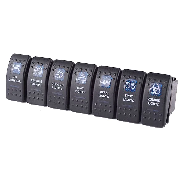 

7PCS 12V 20A Bar 5 Pin Rocker Toggle Switch Blue LED Light Car Boat