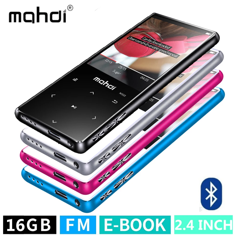 

2.4inch touch screen Bluetooth 4.1 MP3 player Bulit-in 16GB and Speaker with FM radio/recording Portable Slim Lossless Sound