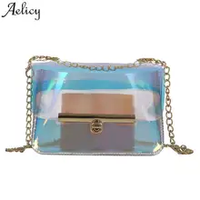 Aelicy, новинка, модная женская прозрачная сумка на плечо, желе, конфета, летняя пляжная сумка, женская сумка на цепочке, сумка-мессенджер, Bolsa Feminina