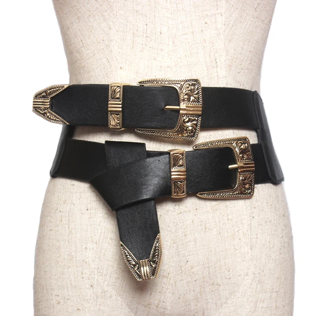 Superior Cool Belts Part - 5: Female Vintage Metal Pin Buckle Belts Cool Casual Dress Accessories Double Buckle Designer Leather Belt Strap
