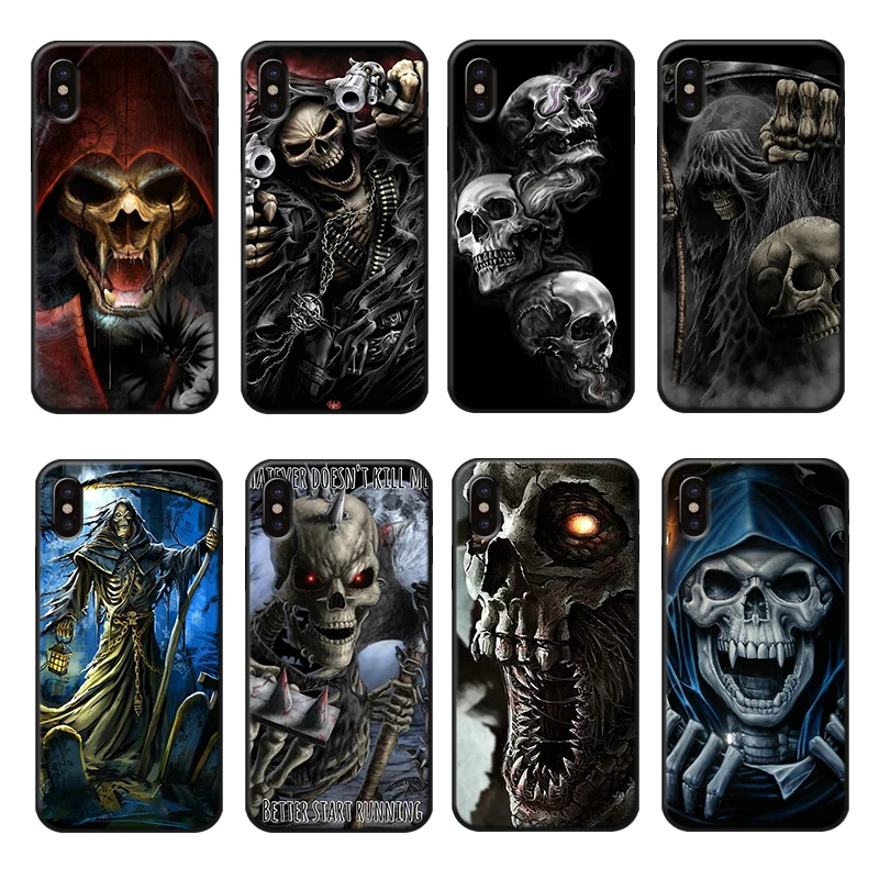 Grim Reaper Skull Phone Case for iPhone 6 6s 7 8 Plus X XR XS Max Soft Luxury TPU Cover Slicone Vintage Cool |