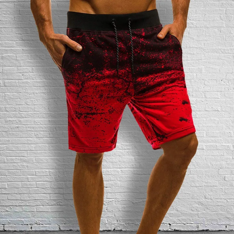 Sfit летние мужские повседневные короткие тренировочные шорты с карманами для бега, бега, фитнеса, градиента, пляжные короткие спортивные штаны