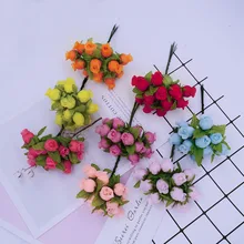 12 шт./Набор искусственных цветов мини шелковые розы diy ВЕНОК Подарки Рождественский Декор для дома свадебная брошь поддельные цветы