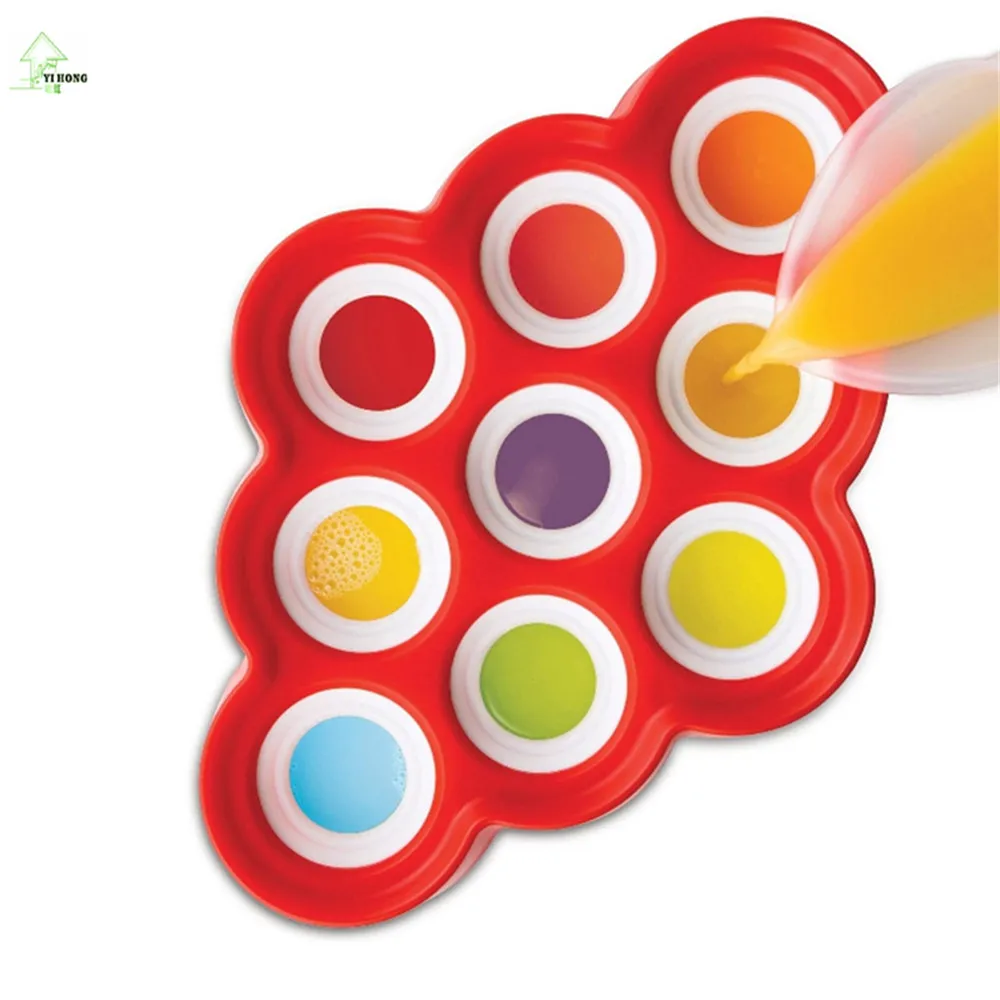 1PCS Silicone Mini Ice Pops Mold Ice Cream Ball Lolly Maker Popsicle Molds With 9 Stickers Ice Cream Tools Kitchen DIY MAYITR