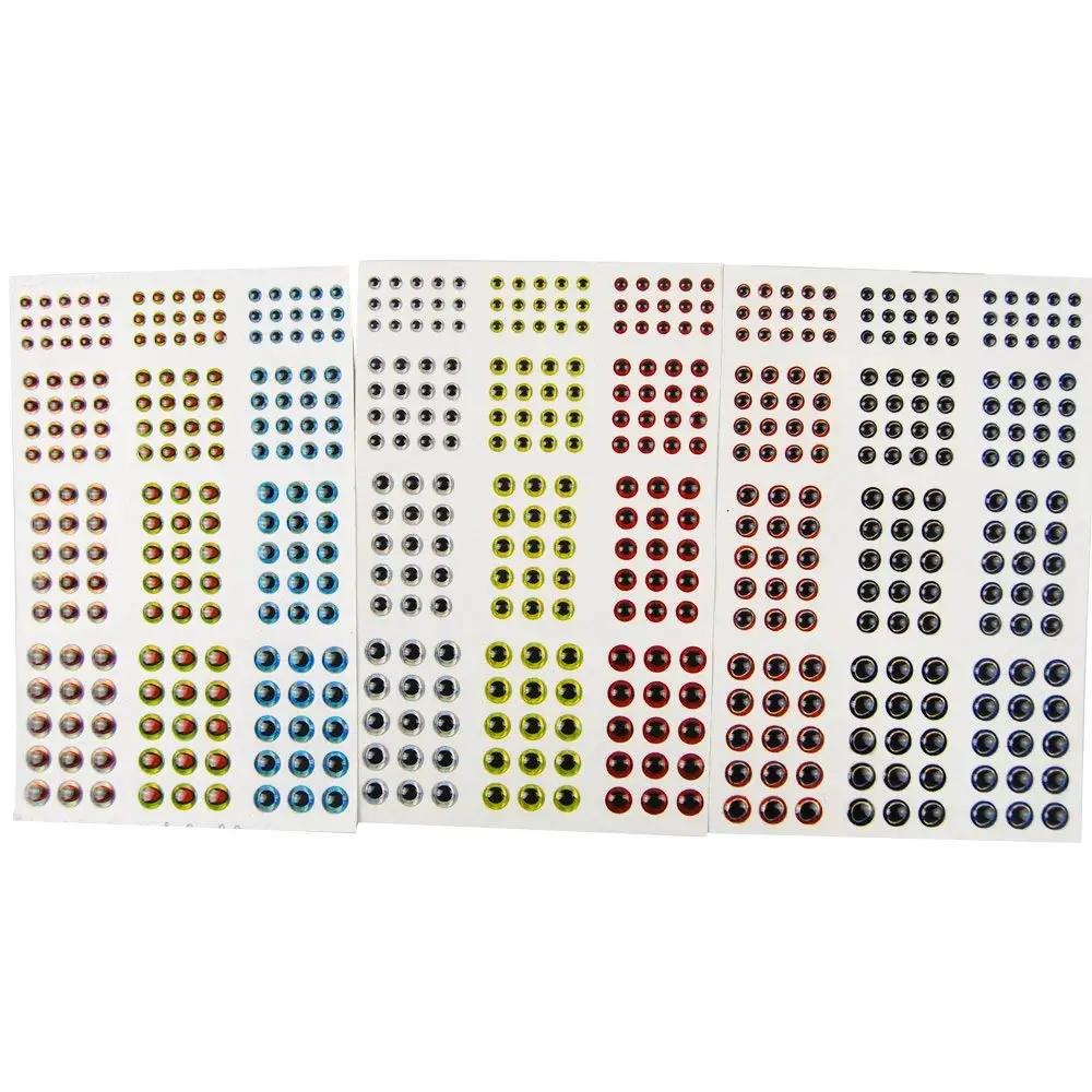 549Pcs 3mm 4mm 5mm 6mm 3D Fishing Lure Eyes Mixed Color Fly Tying Material  Holographic Eye Fishing Accessories Sticker