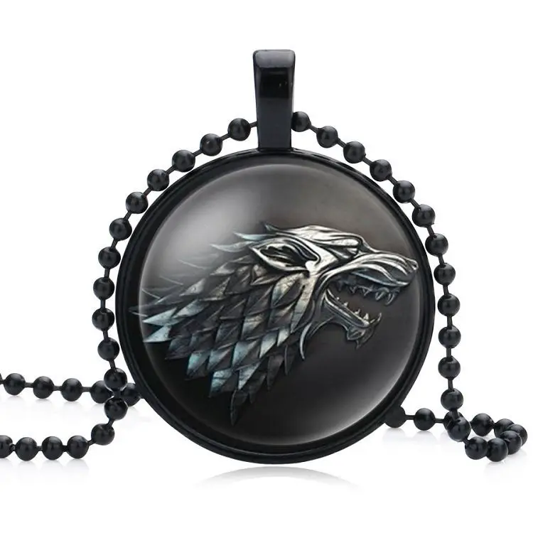 

HBO's Game OF Thrones family wappens Ice wolf House Targaryen Pendant Necklace House Stark Winter Is Coming High Quality Gifts